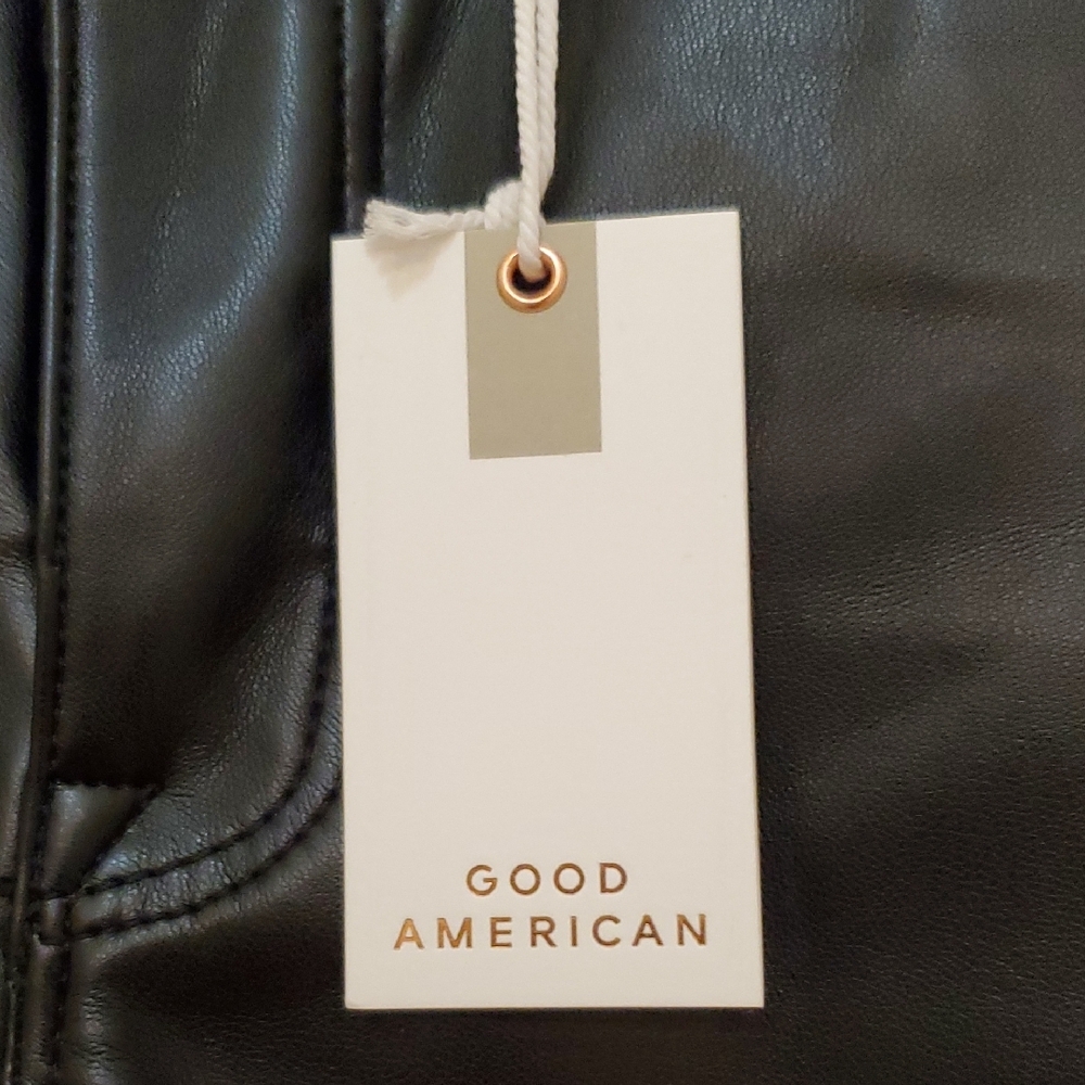 Good American Black Iconic Leather Trousers. NWT - Picture 3 of 7